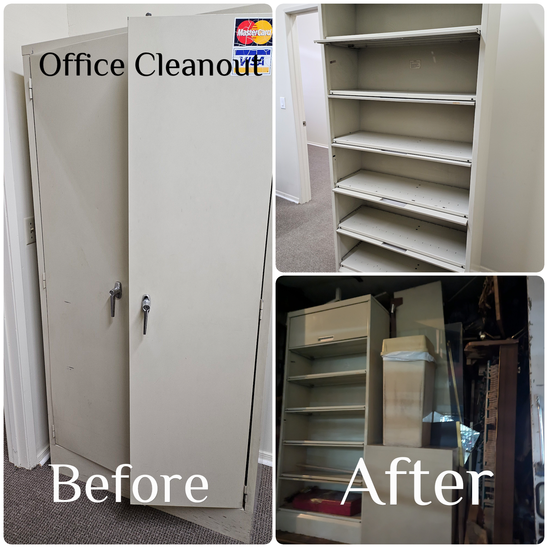 Before and after office cleanout by Karrion Hauling